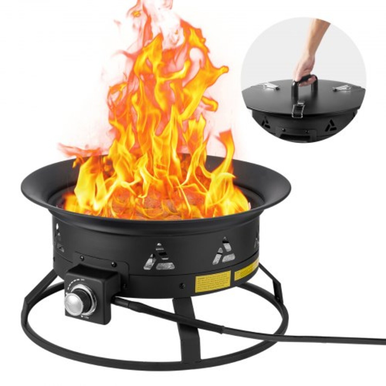 Outdoor Propane Fire Pit 24 in Portable Gas Fire Pit with Adjustable Flame Black